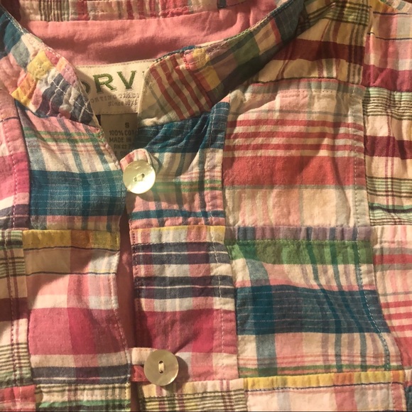 Orvis patchwork madras cotton  button vest  small - Picture 2 of 7